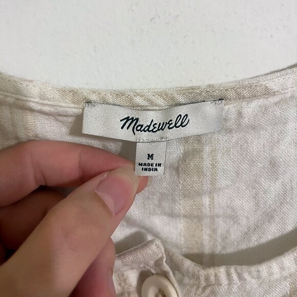 Madewell Linen-Blend Square-Neck Button-Front Top - Picture 3 of 3